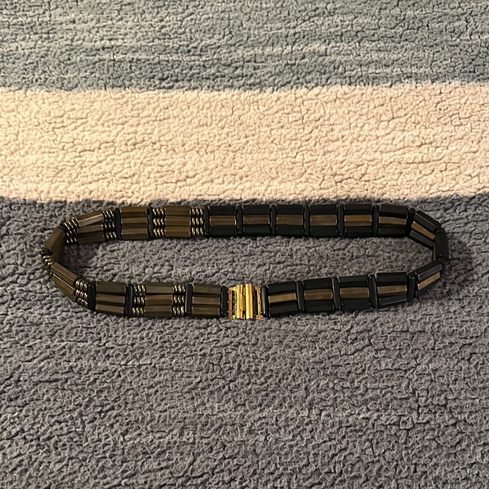 Elegant Black and Gold Beaded Women's Belt